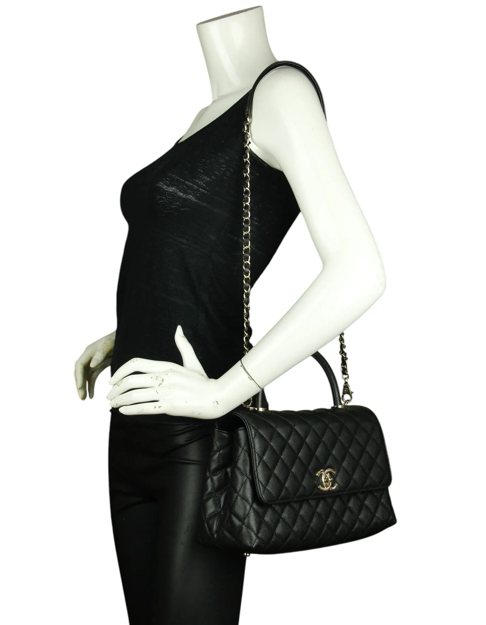 Chanel Black Caviar Small Coco Handle Bag
