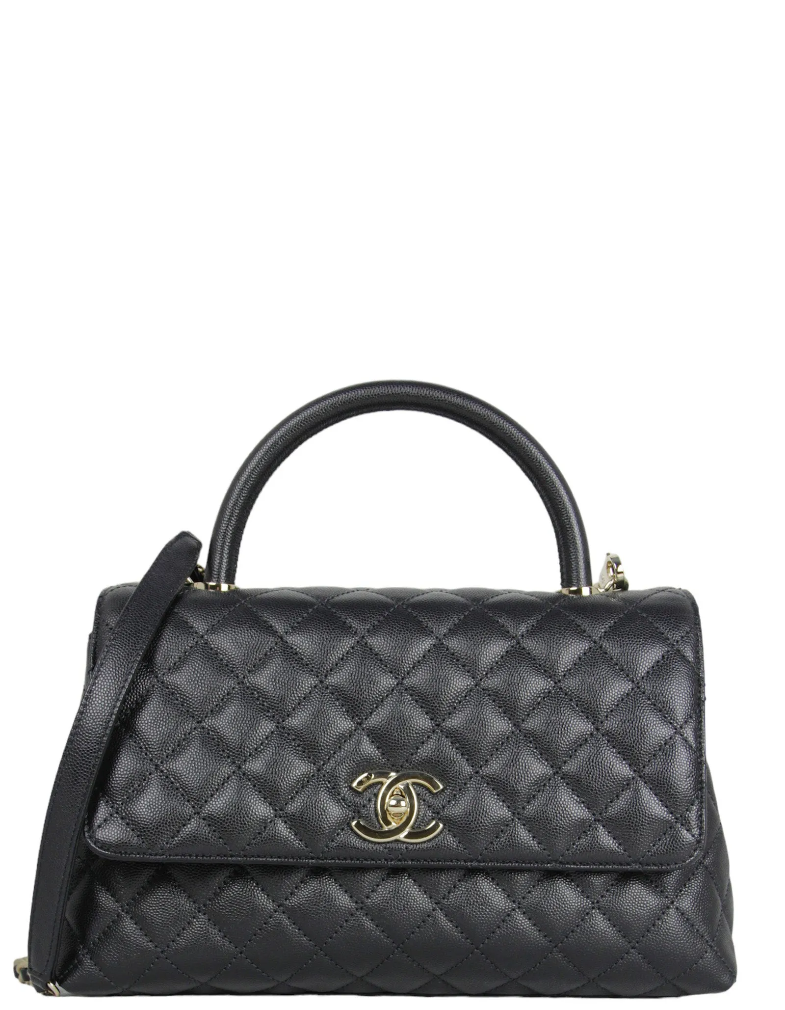 Chanel Black Caviar Small Coco Handle Bag