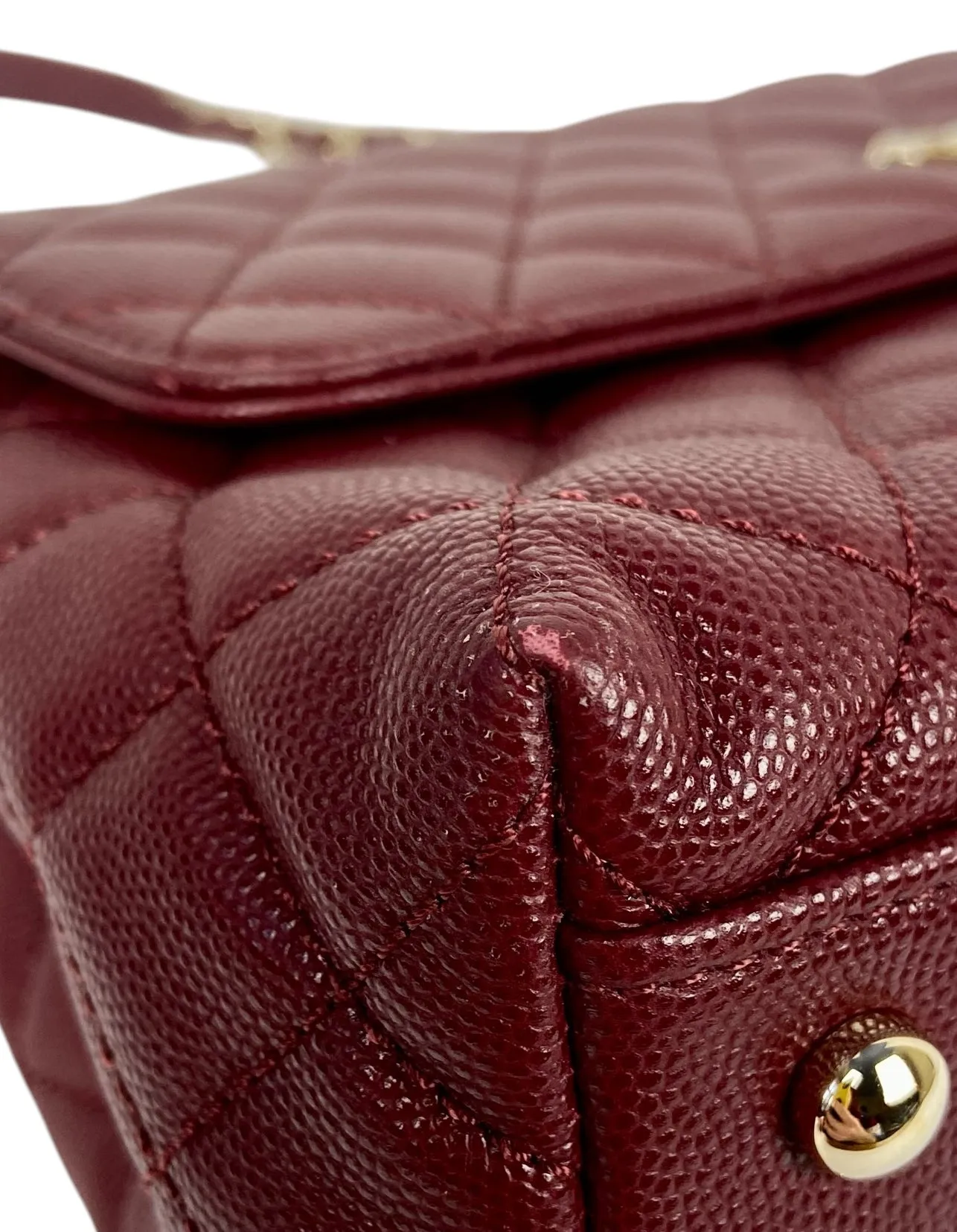 Chanel Burgundy Caviar Small Coco Handle Flap Bag