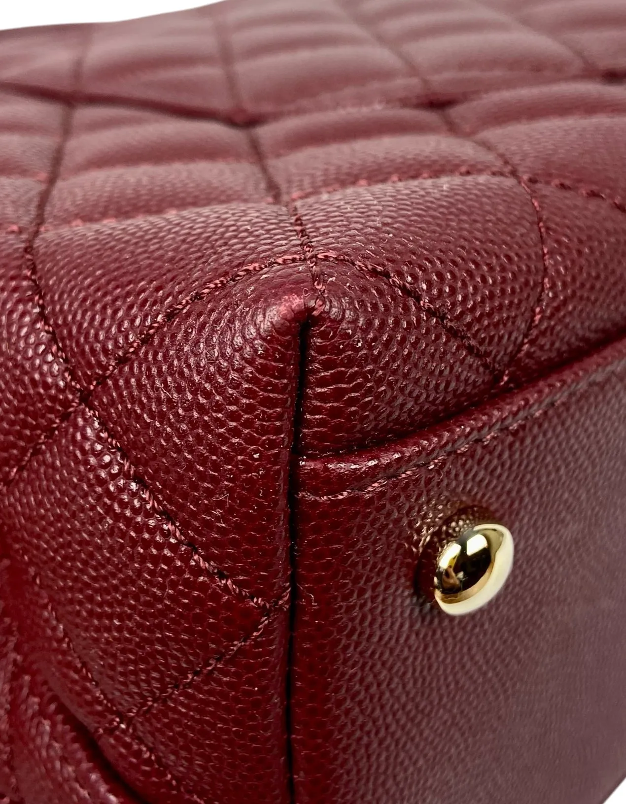 Chanel Burgundy Caviar Small Coco Handle Flap Bag