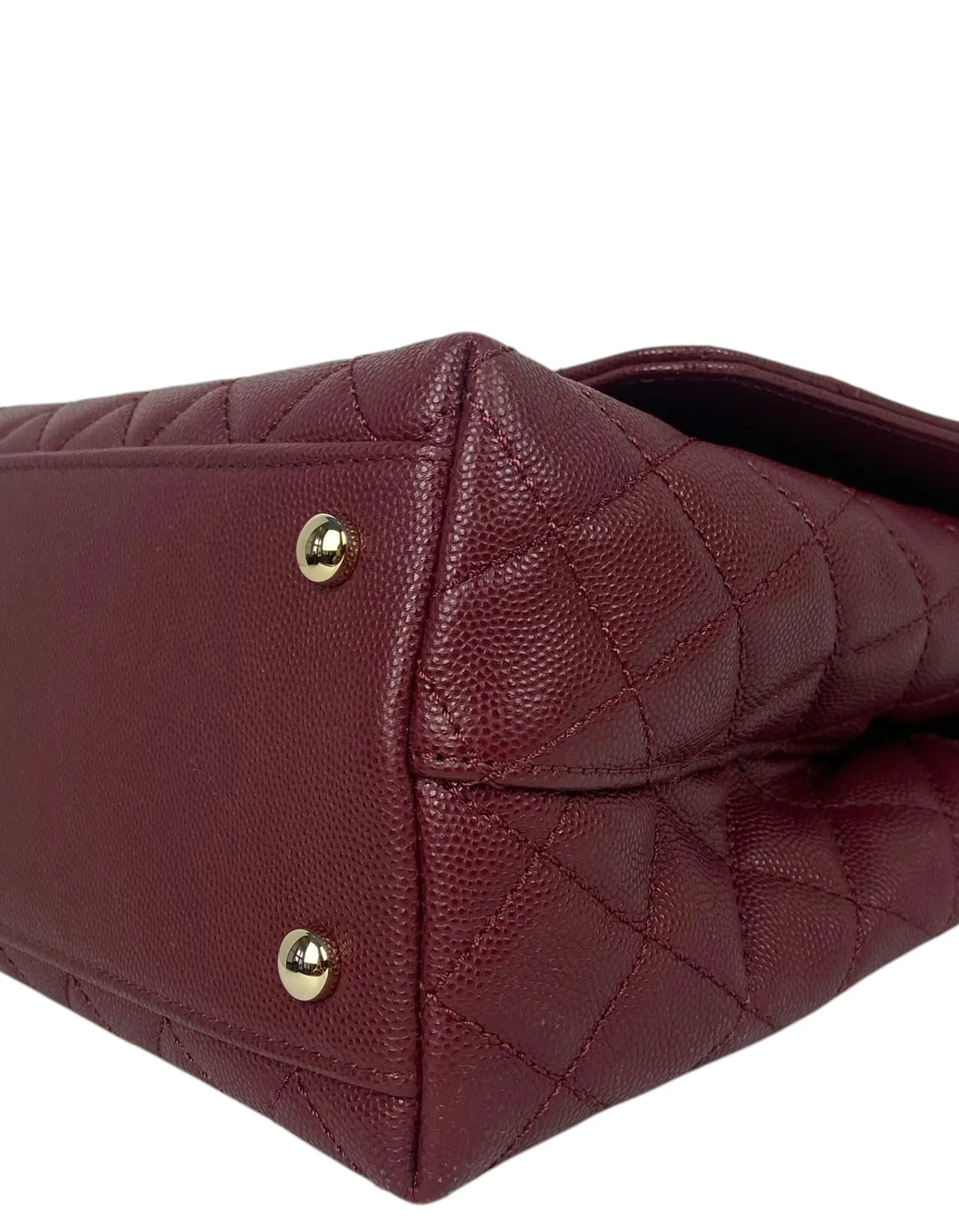 Chanel Burgundy Caviar Small Coco Handle Flap Bag