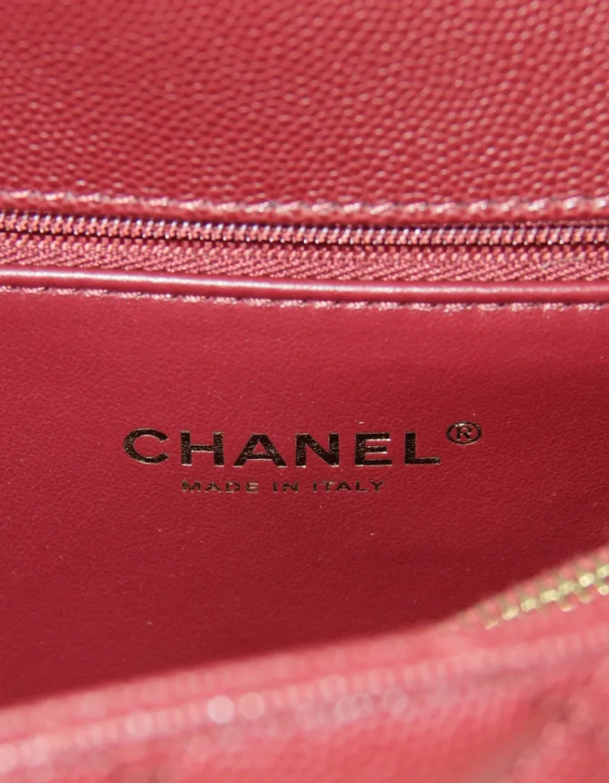 Chanel Burgundy Caviar Small Coco Handle Flap Bag