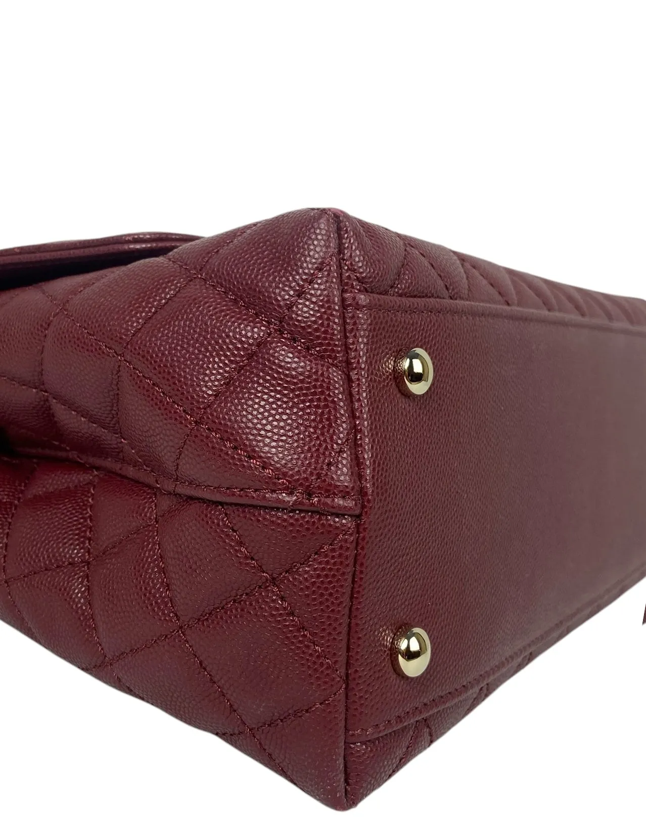 Chanel Burgundy Caviar Small Coco Handle Flap Bag