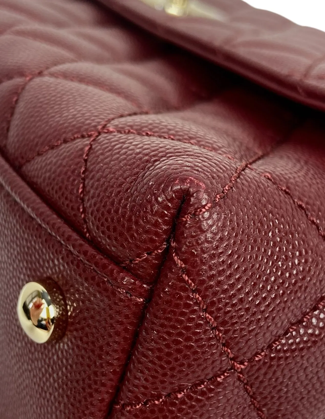 Chanel Burgundy Caviar Small Coco Handle Flap Bag