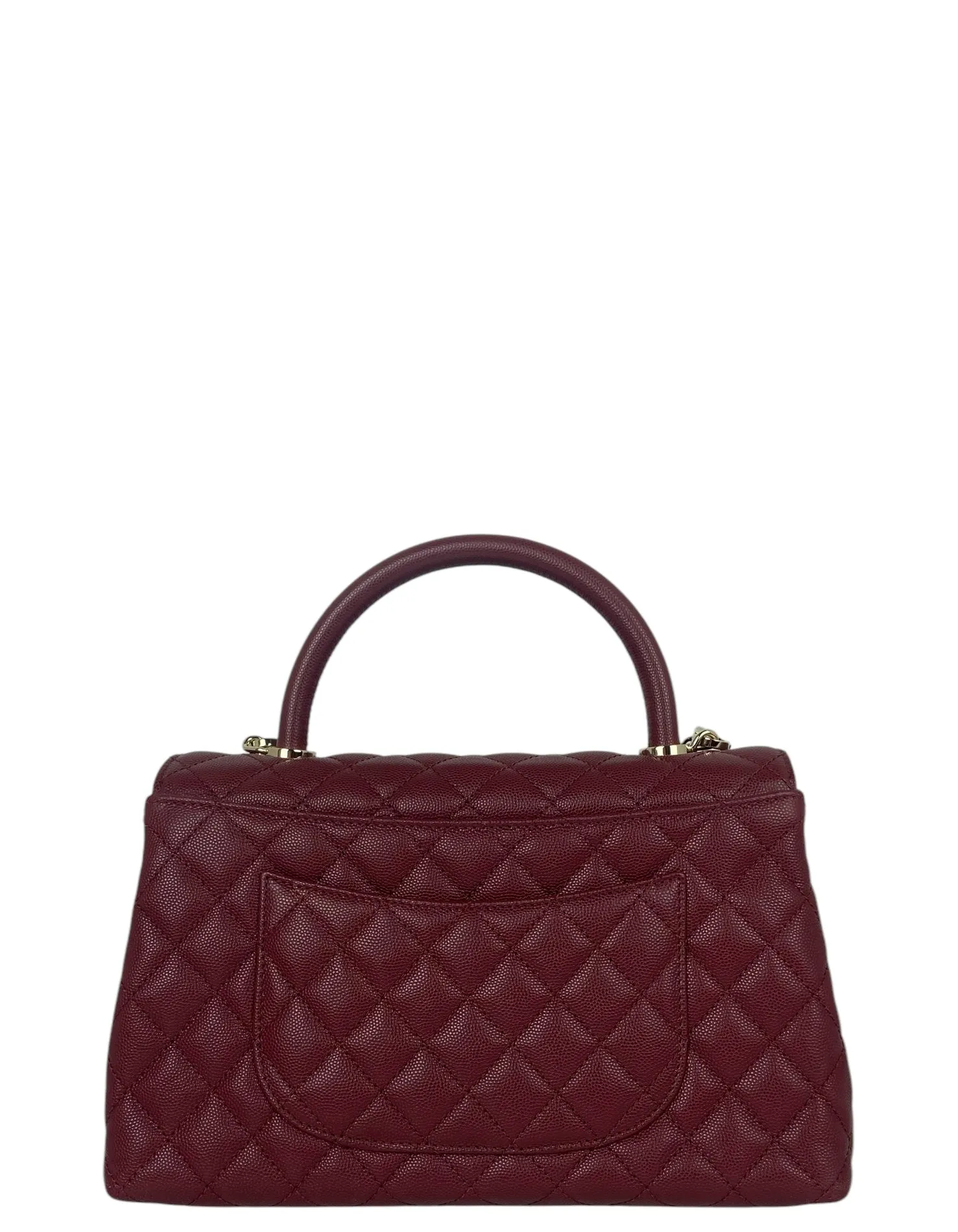 Chanel Burgundy Caviar Small Coco Handle Flap Bag