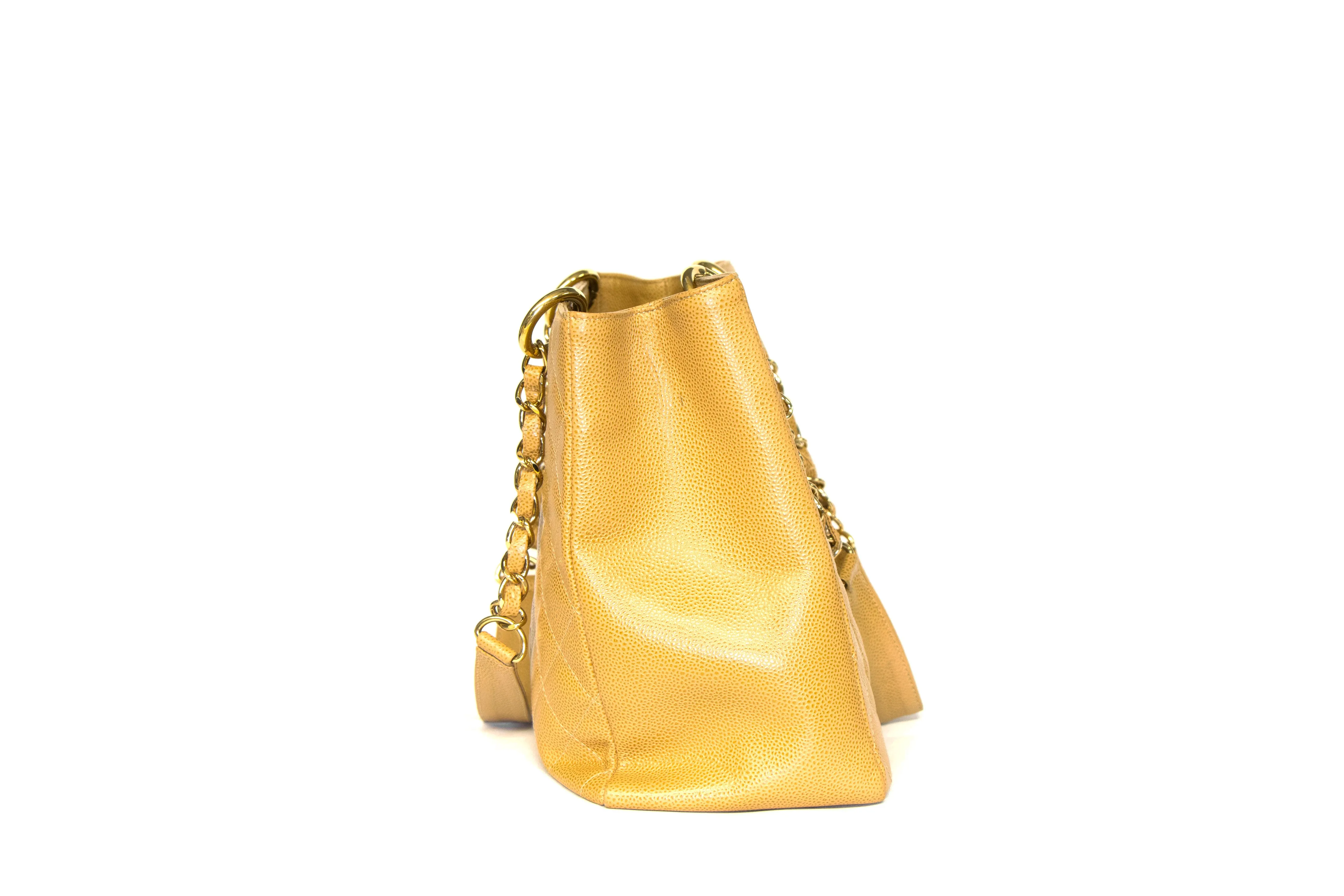 Chanel Caviar Grand Shopping Tote Camel
