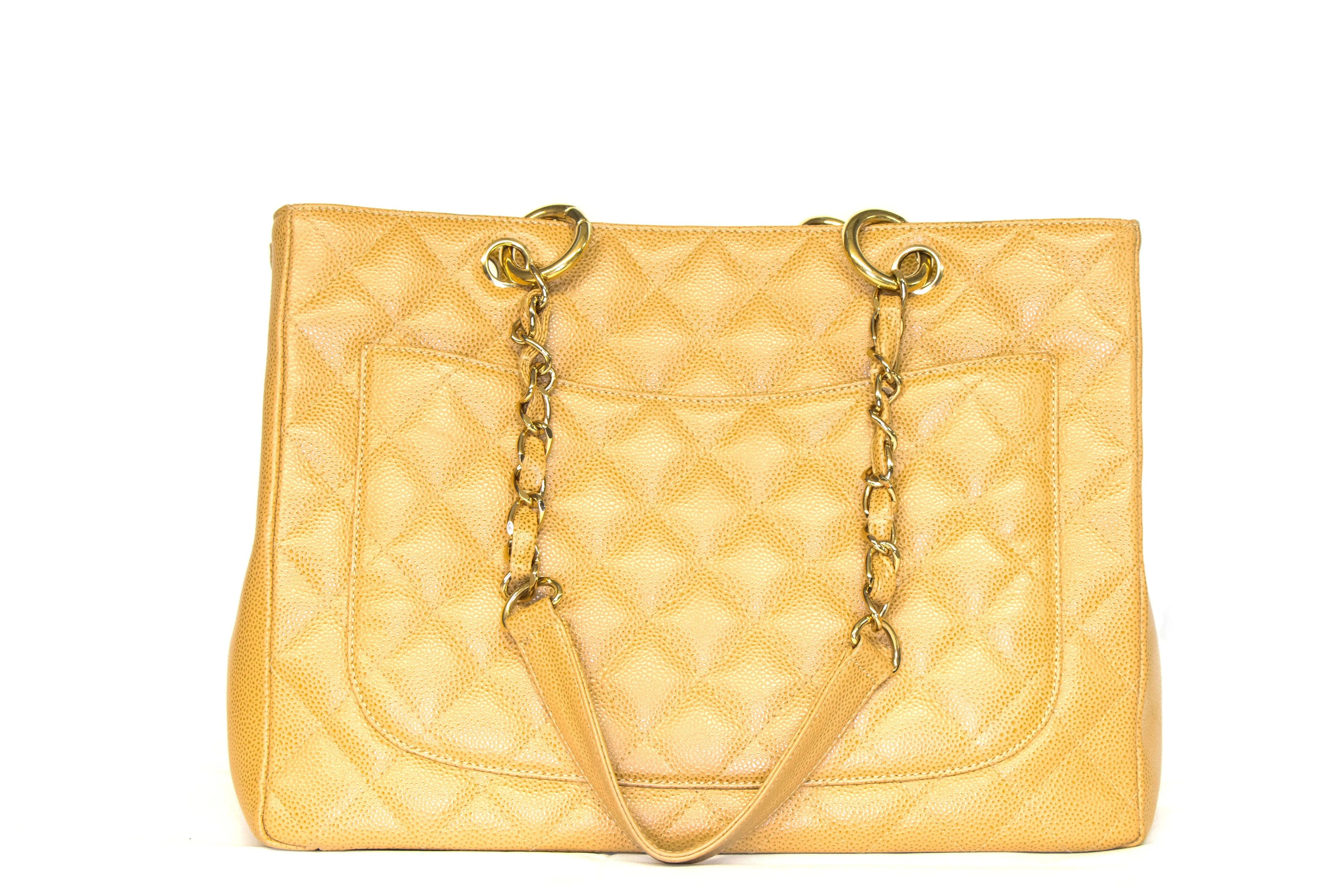 Chanel Caviar Grand Shopping Tote Camel