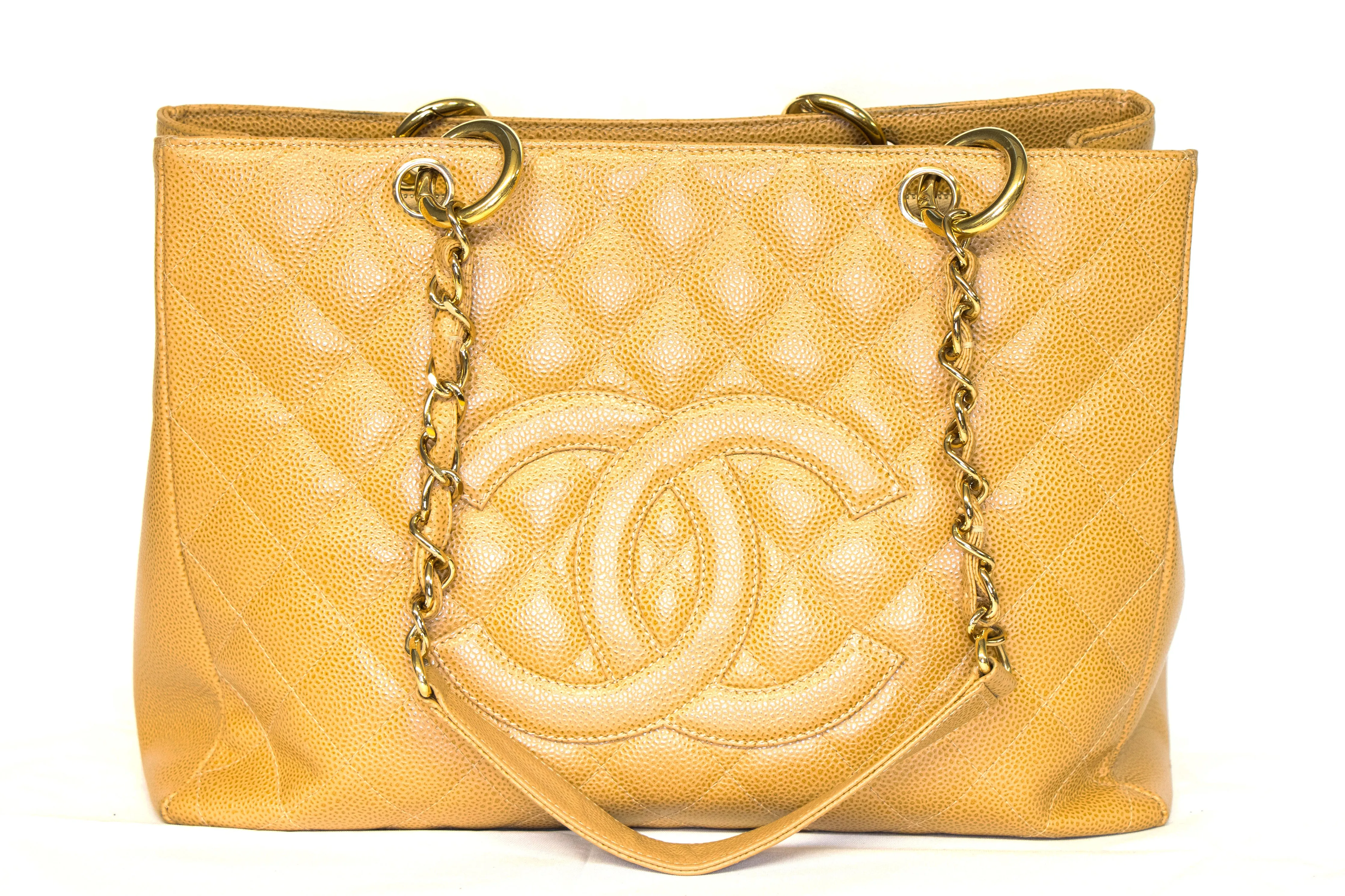 Chanel Caviar Grand Shopping Tote Camel