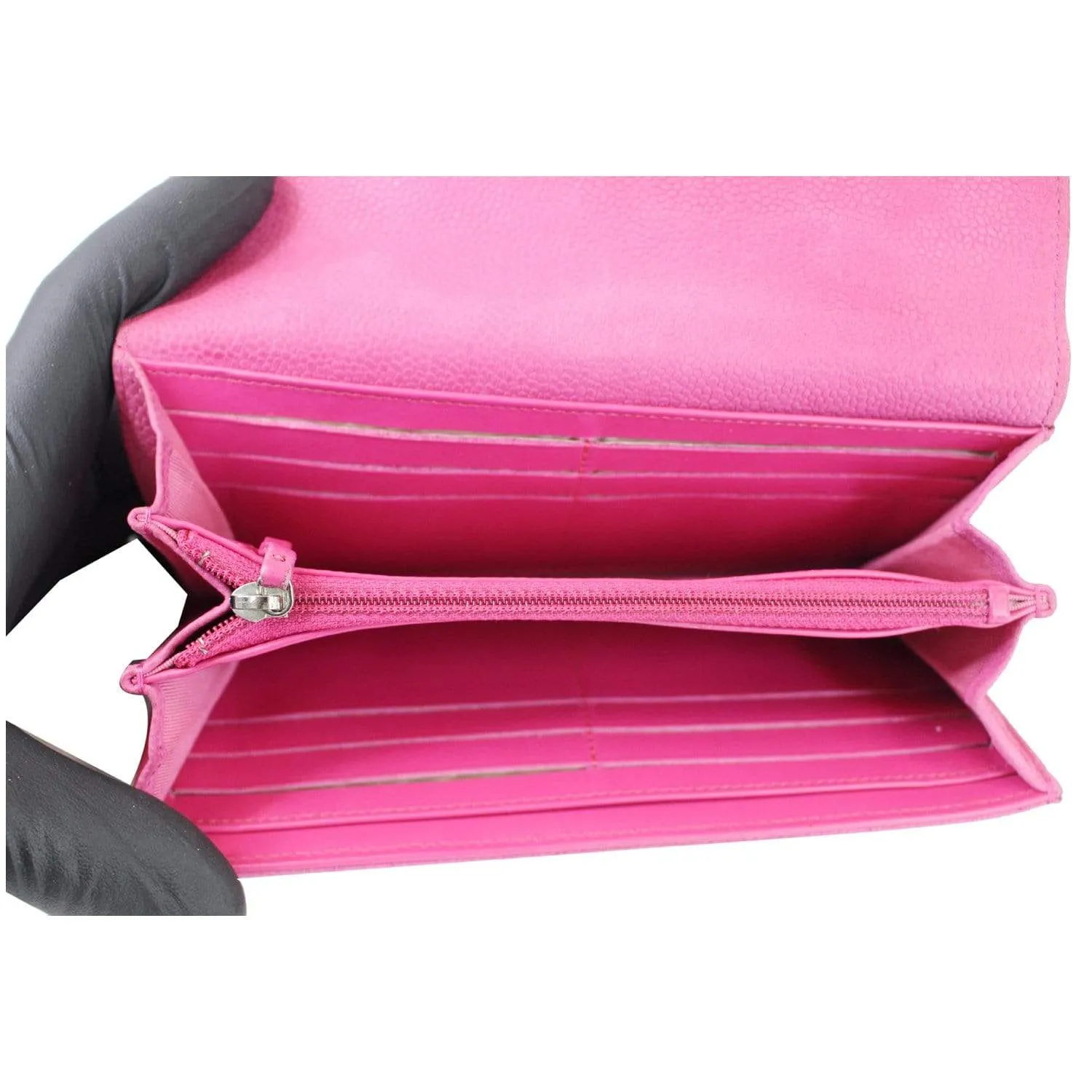 CHANEL CC Caviar Leather Long Wallet Pink - 25% OFF