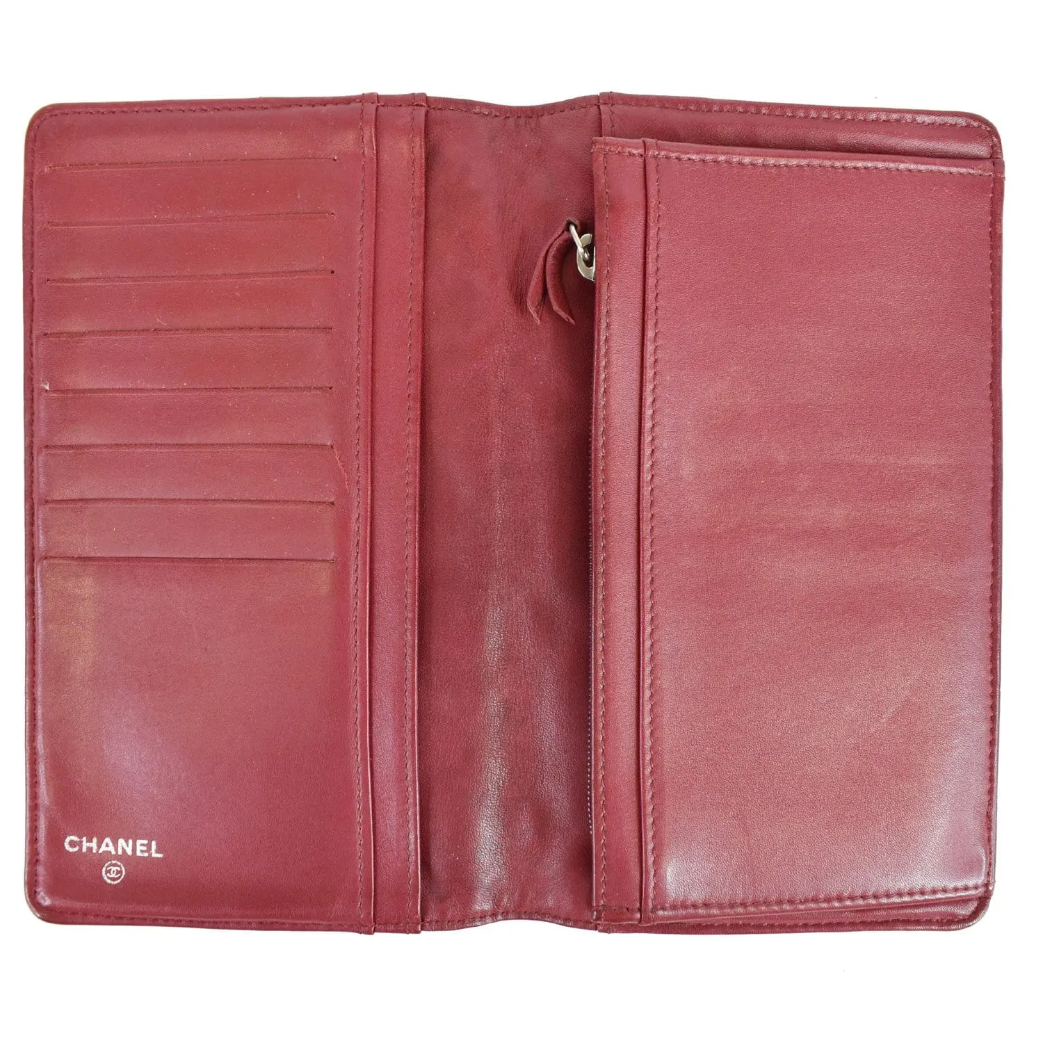 CHANEL CC Wild Stitch Lambskin Leather Wallet Red - Last call