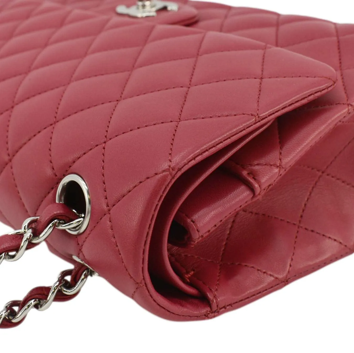 CHANEL Classic Double Flap Medium Quilted Leather Shoulder Bag Fuchsia Pink
