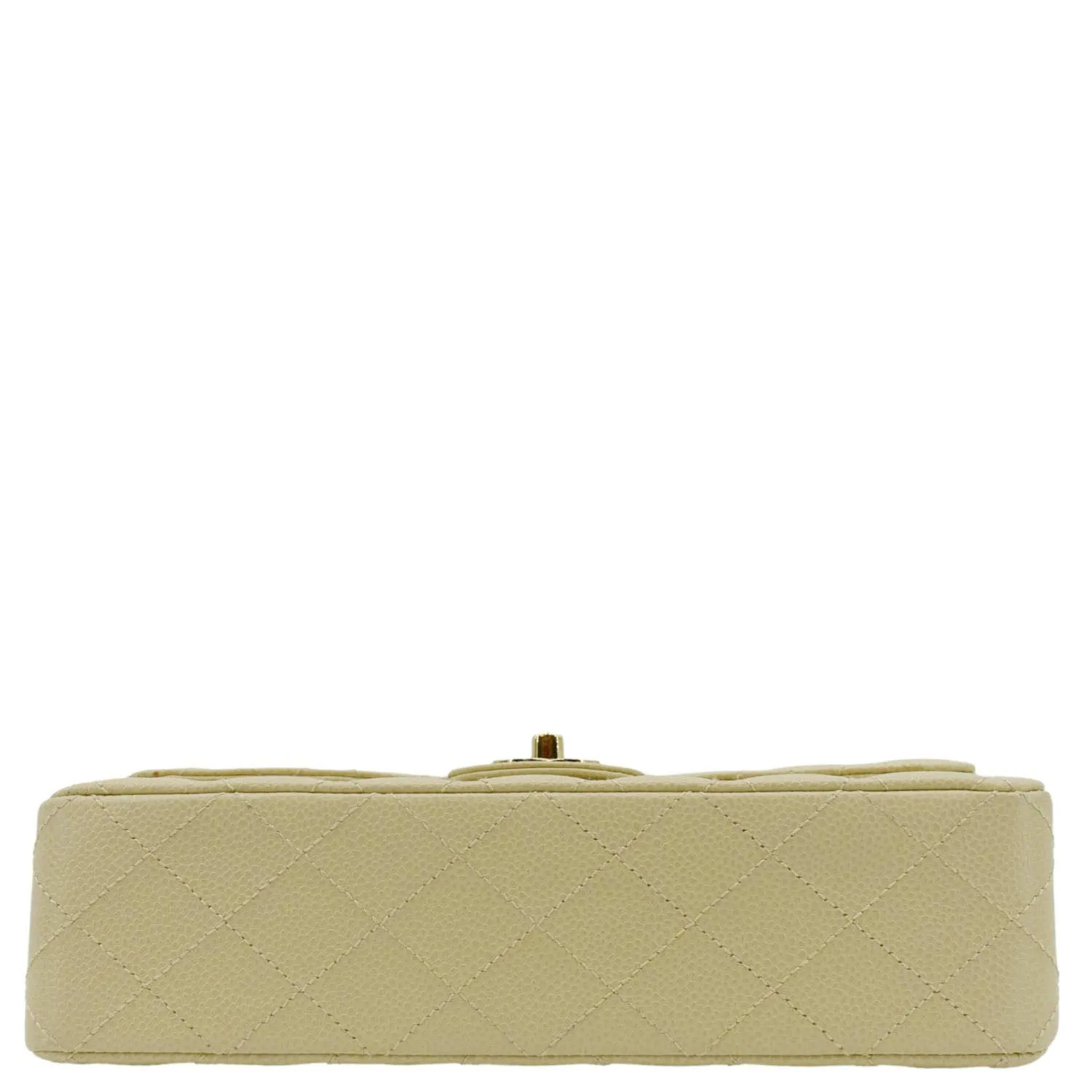 CHANEL Classic Double Flap Quilted Caviar Leather Shoulder Bag Cream