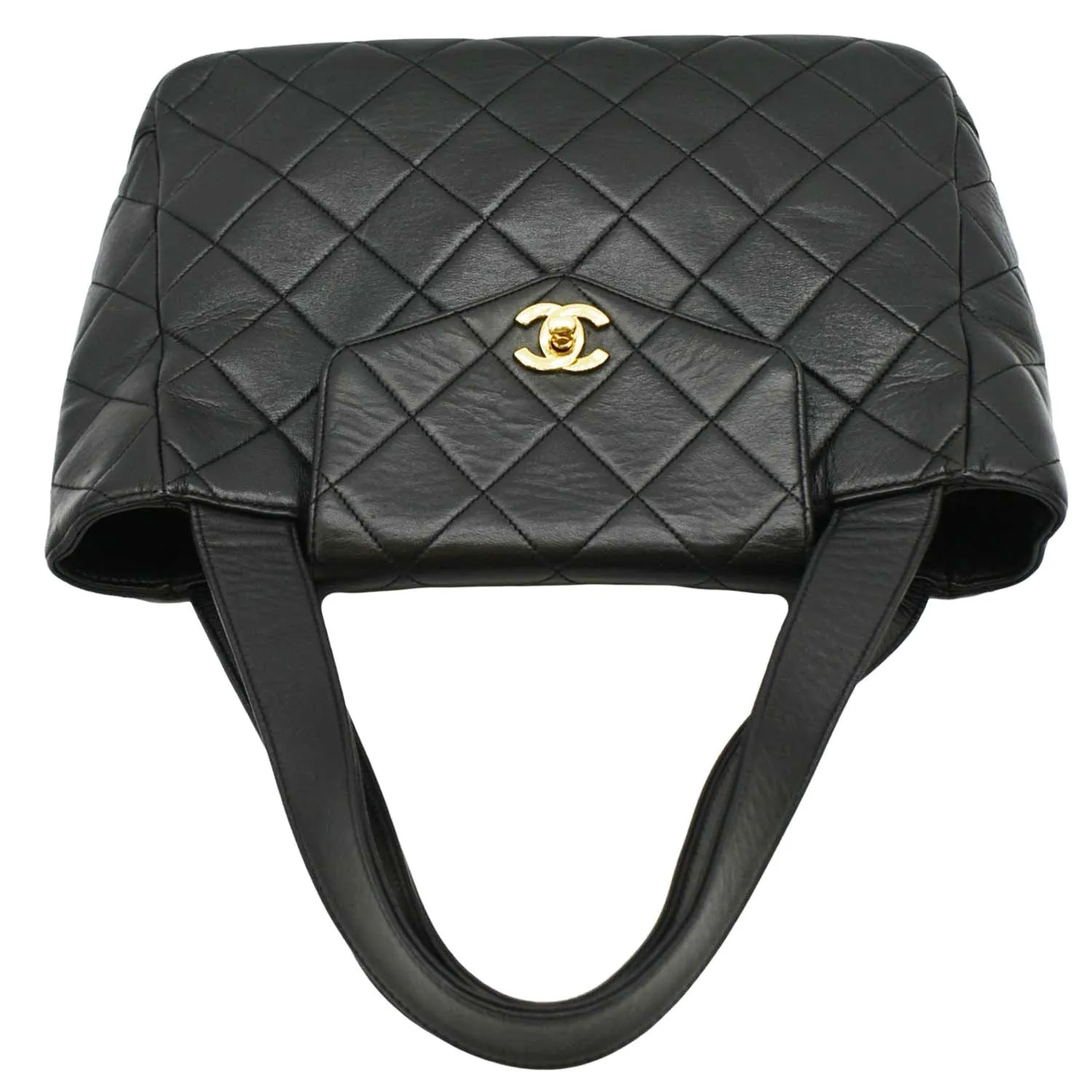 CHANEL Classic Flap Vintage Quilted Leather Tote Bag Black