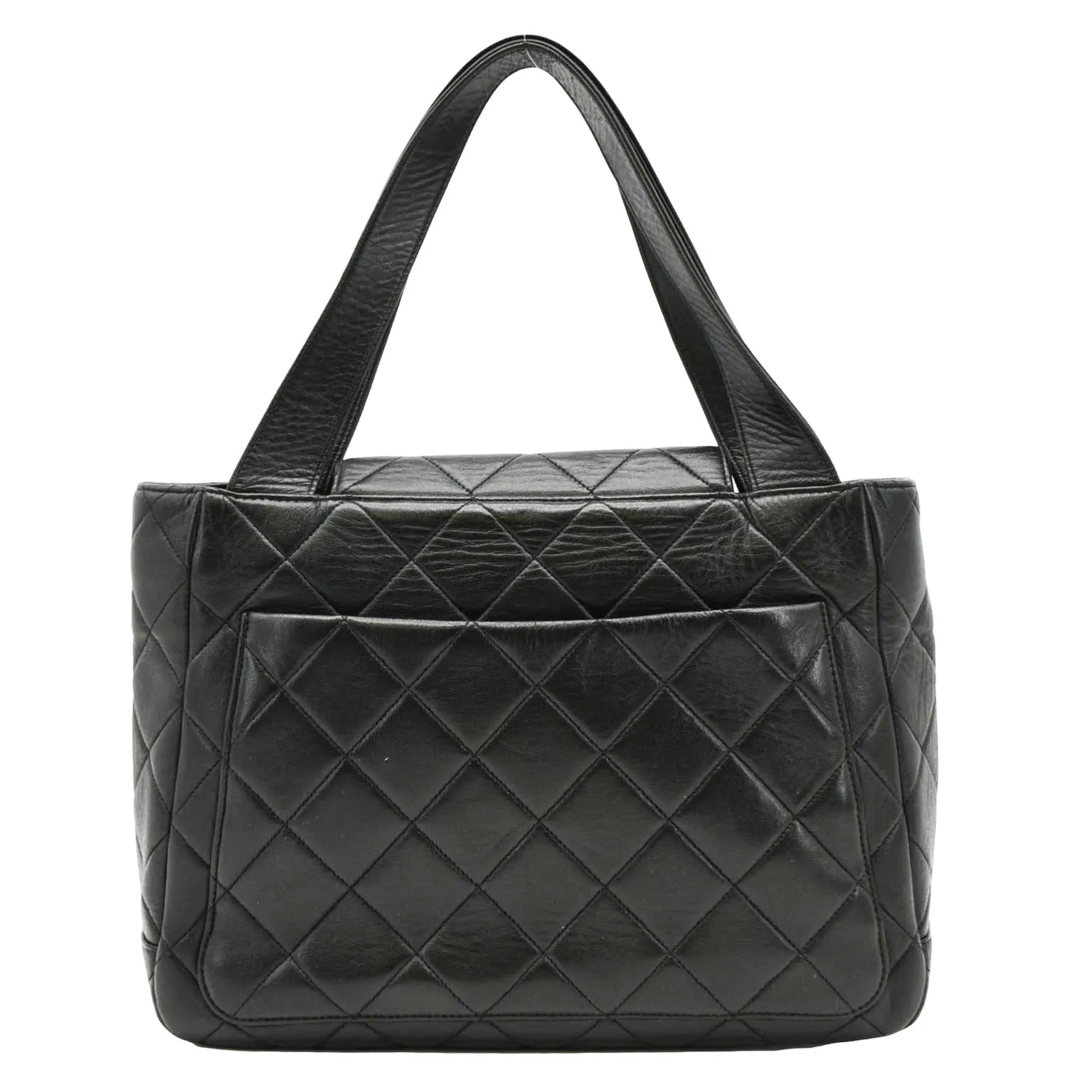 CHANEL Classic Flap Vintage Quilted Leather Tote Bag Black