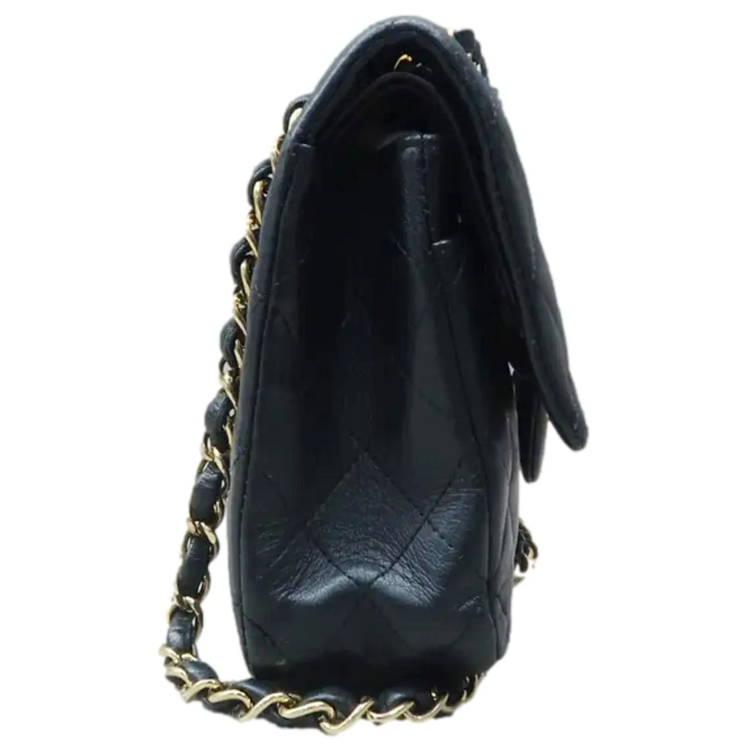 CHANEL Classic Medium Double Flap Quilted Leather Shoulder Bag Black
