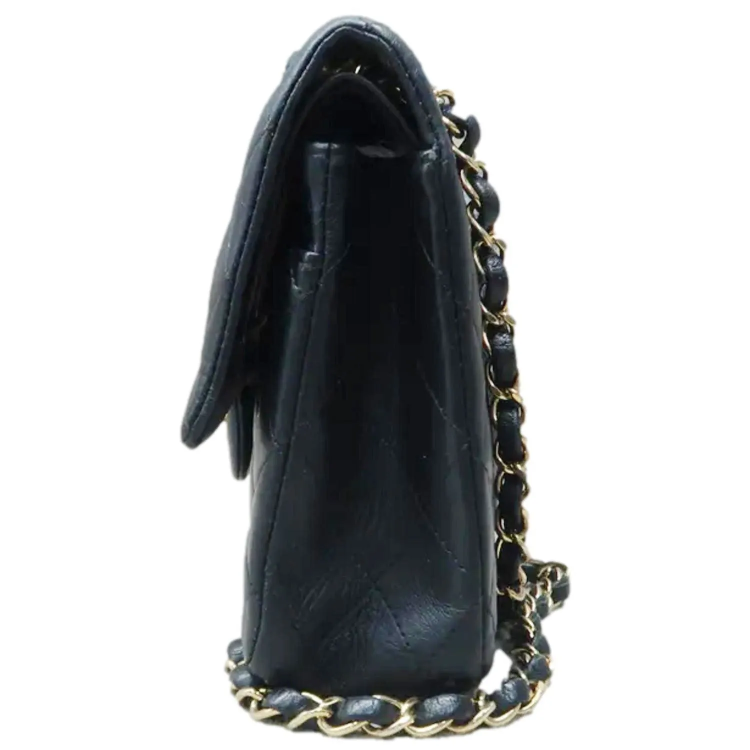 CHANEL Classic Medium Double Flap Quilted Leather Shoulder Bag Black