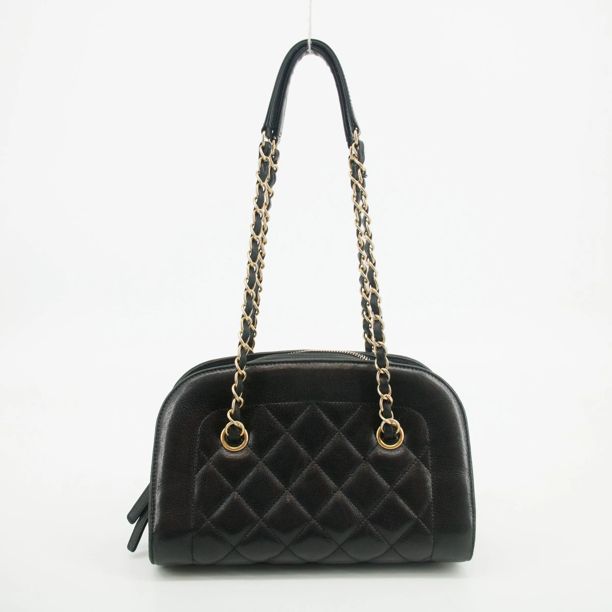 Chanel Matelasse Black Lambskin Shoulder Bag Gold Hardware #2864