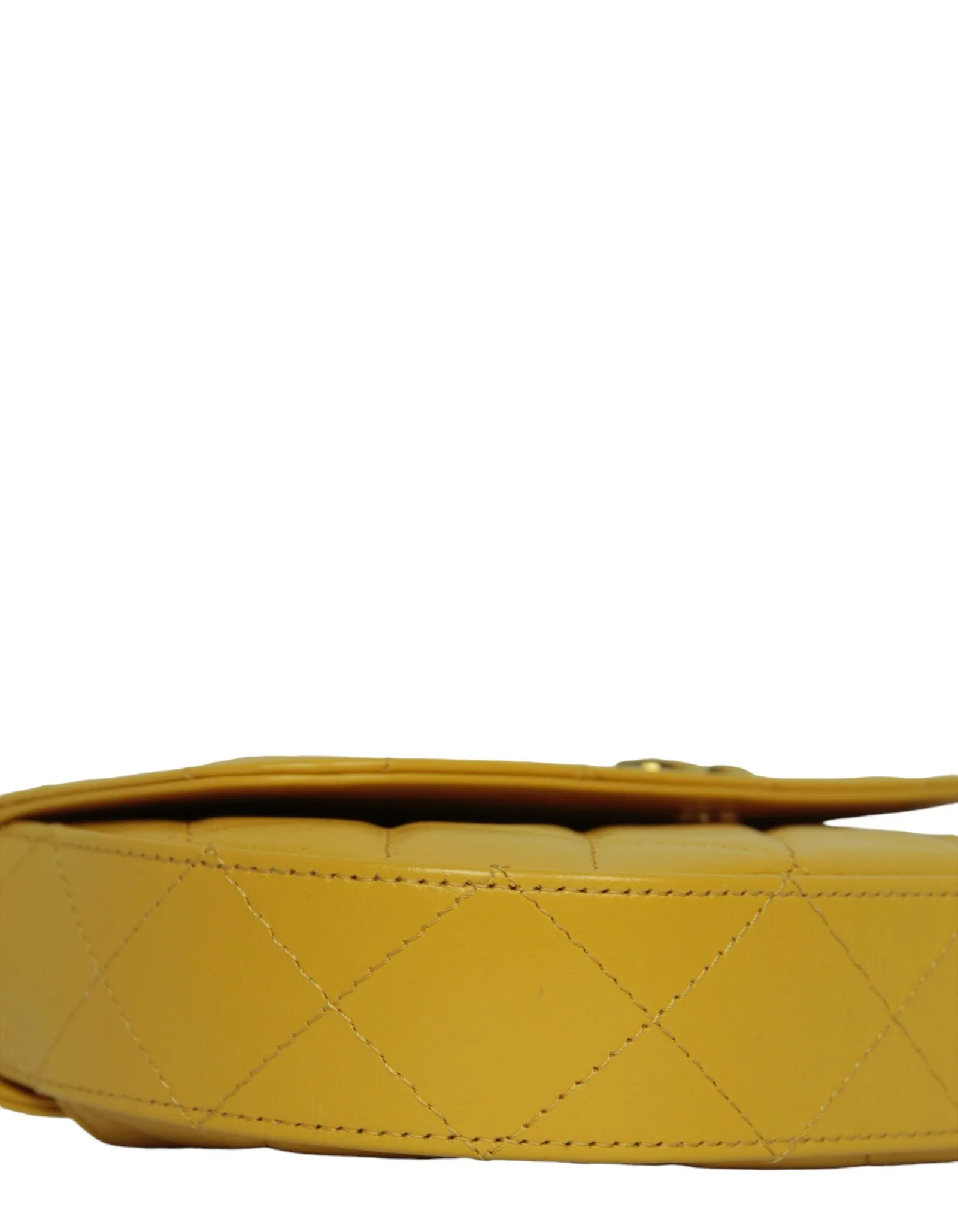 Chanel Mustard Yellow Lambskin Quilted Handle Crossbody Bag