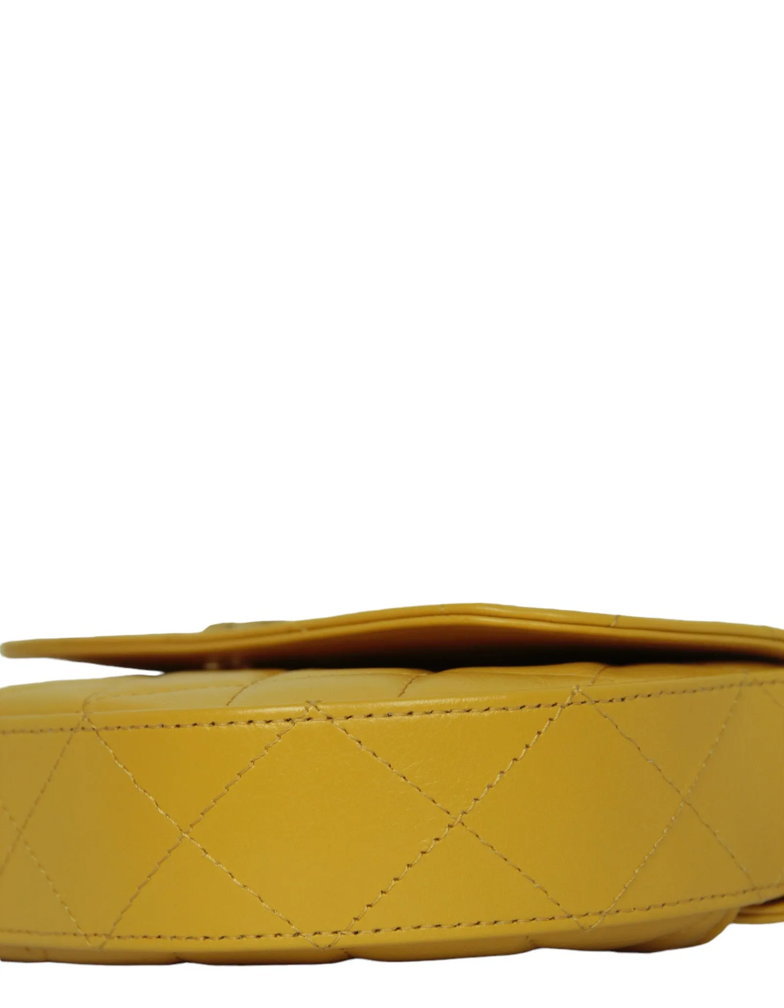 Chanel Mustard Yellow Lambskin Quilted Handle Crossbody Bag