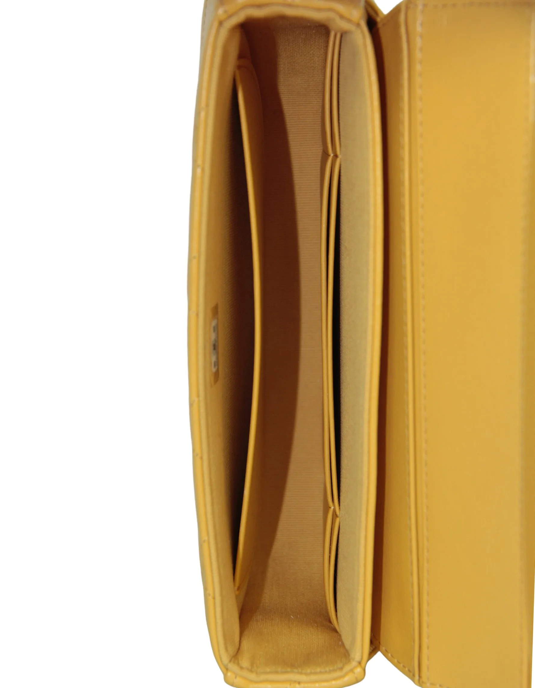 Chanel Mustard Yellow Lambskin Quilted Handle Crossbody Bag