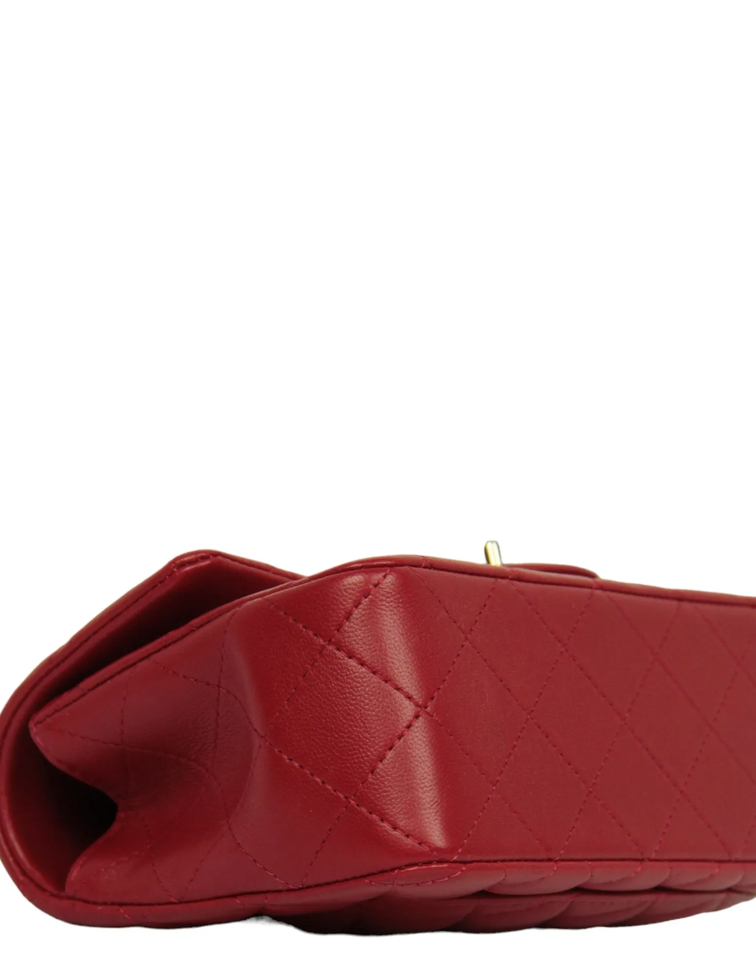 Chanel NWT Red Lambskin Quilted Mini Top Handle Rectangular Flap