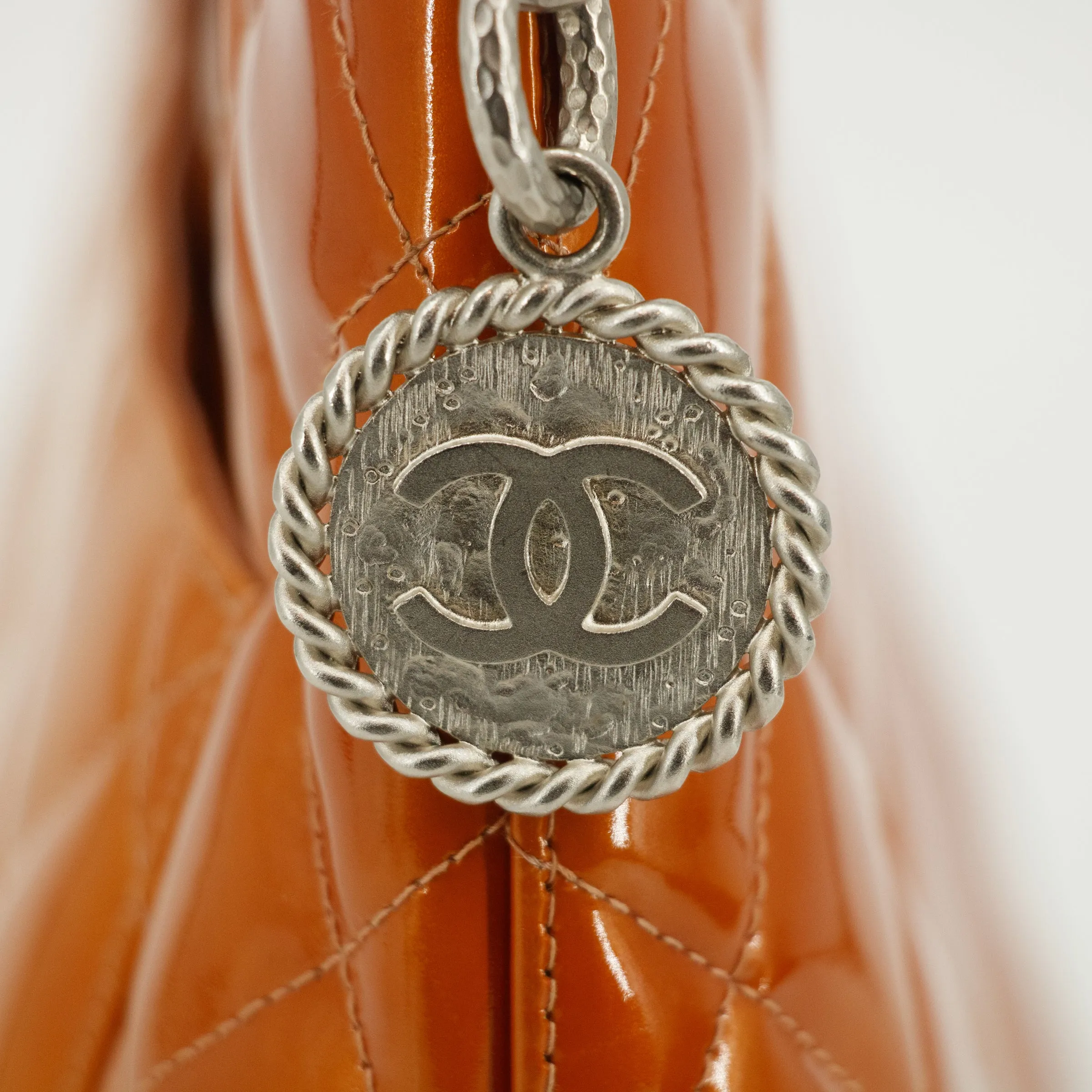 Chanel Patent Leather Orange Medallion Reprint Tote Bag 6 Series #2816
