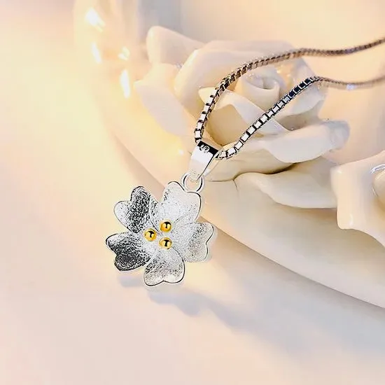 Cherry Flower Necklace & Earrings Set