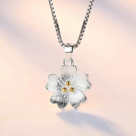 Cherry Flower Necklace & Earrings Set