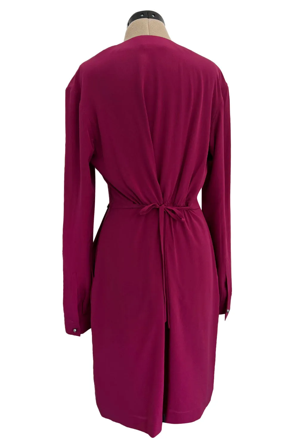 Chic Early 2000s Chloe Deep Burgundy Merlot Coloured Simple Silk Shift Dress w Ties