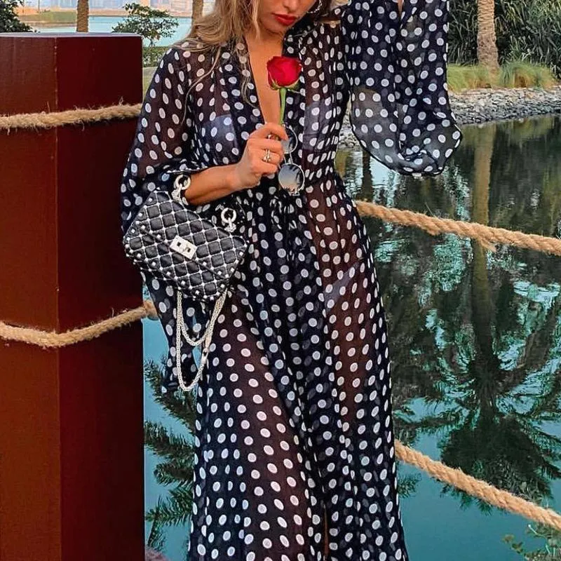 Chiffon Polka Dot Cardigan Beach Covers