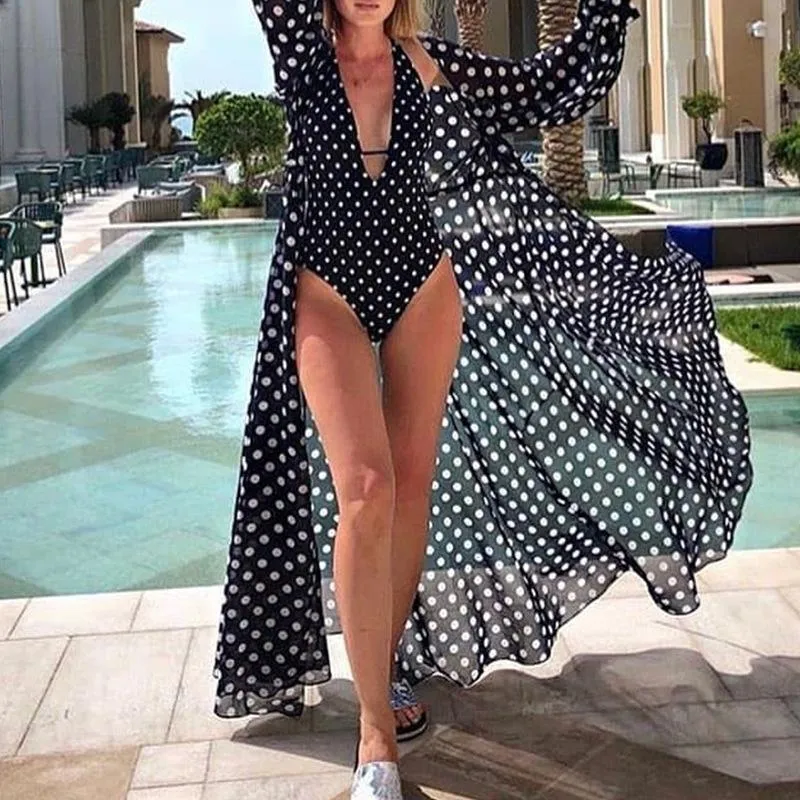 Chiffon Polka Dot Cardigan Beach Covers