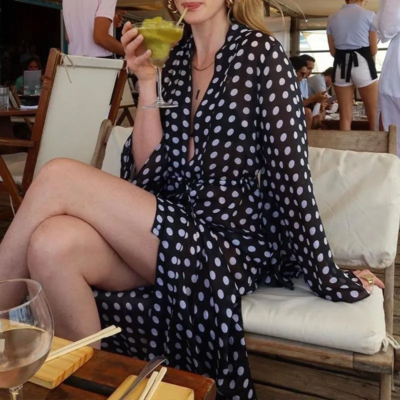 Chiffon Polka Dot Cardigan Beach Covers