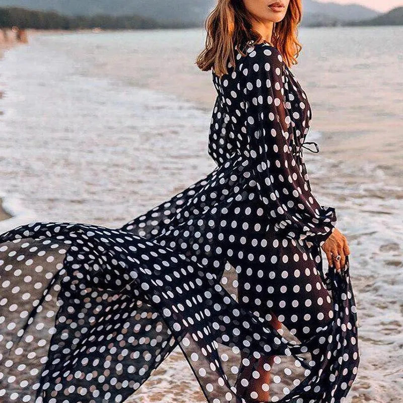 Chiffon Polka Dot Cardigan Beach Covers