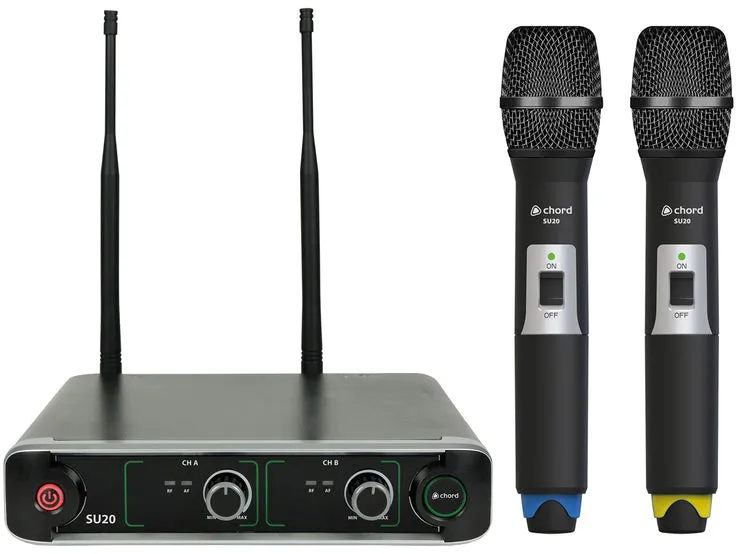 Chord SU20 Compact Dual UHF Microphone Sets Handheld 864.8 863.1