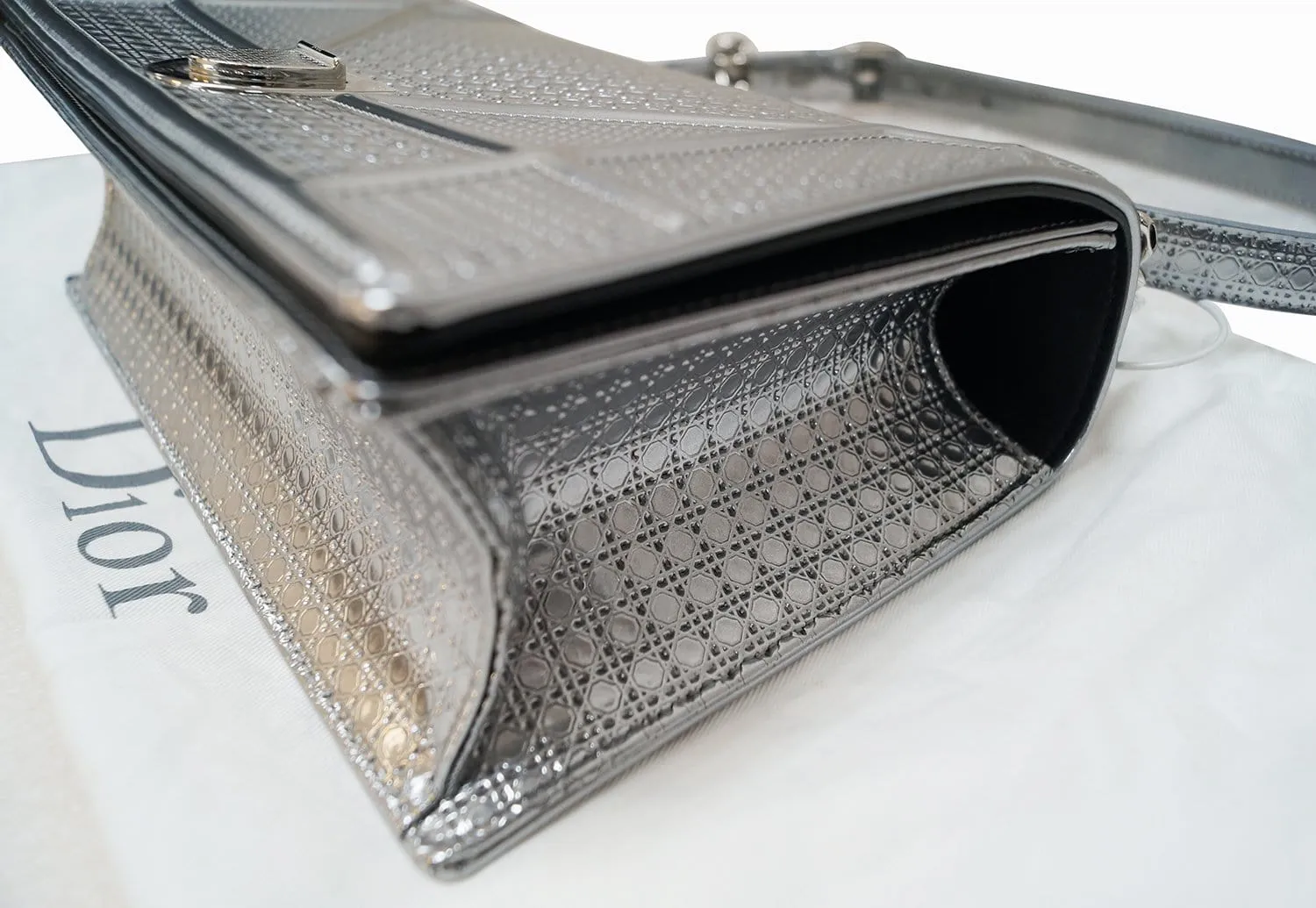 CHRISTIAN DIOR Handbags - Diorama Silver Perforated Leather Bag