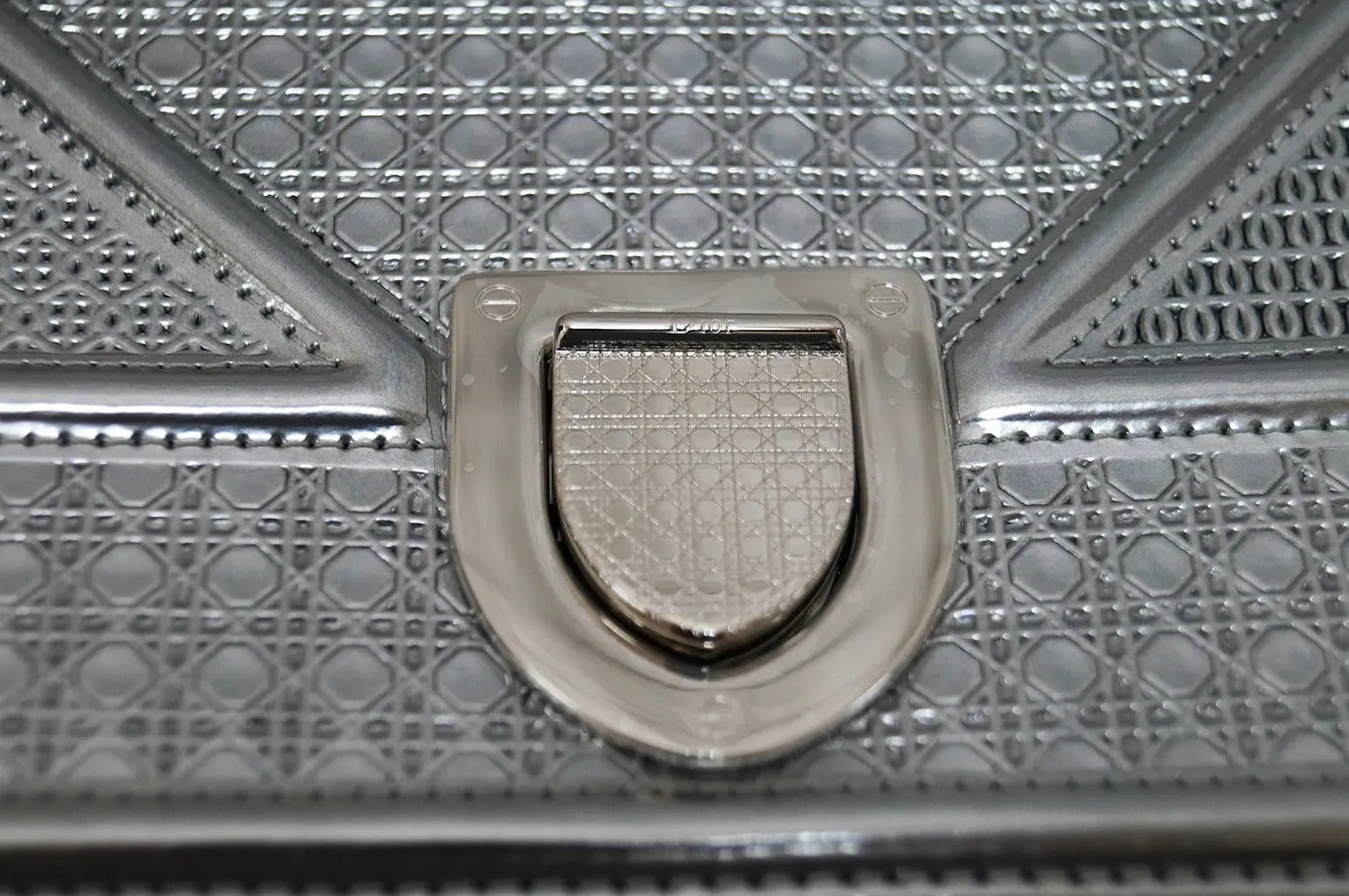 CHRISTIAN DIOR Handbags - Diorama Silver Perforated Leather Bag
