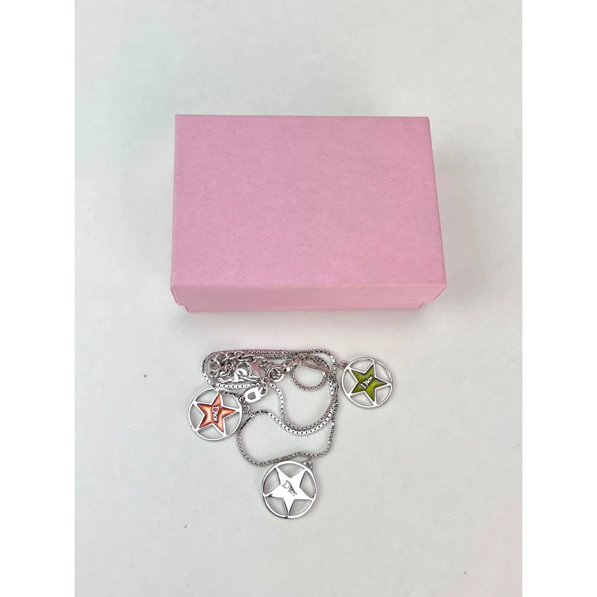 Christian Dior Multi Star Adjustable Silver Finish Necklace