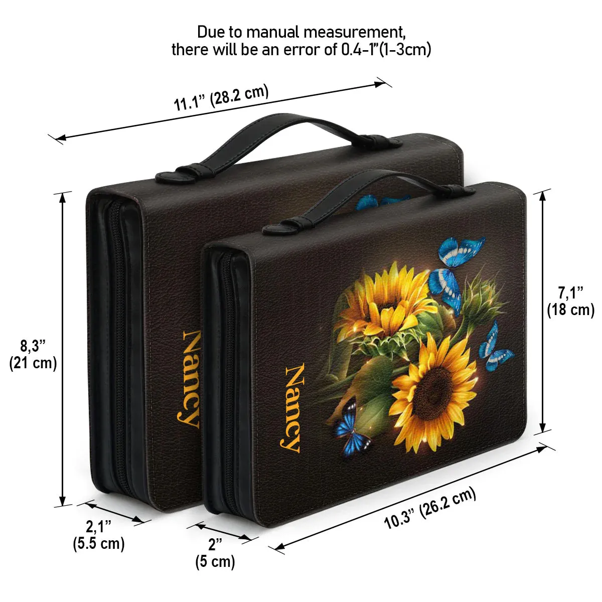 Christianart Bible Cover, Personalized Sunflower and Butterfly Leather Bible Cover - Psalm 37:4,
