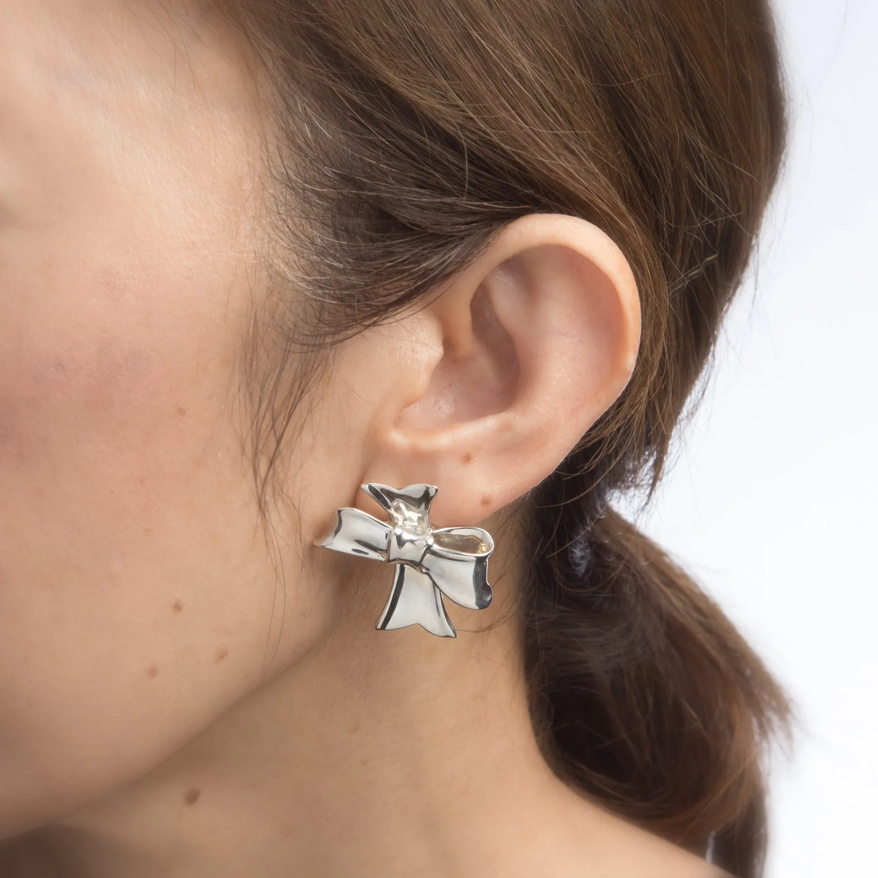 Circa 1984 Angela Cummings Bow Earrings Sterling Silver Vintage Fine Jewelry