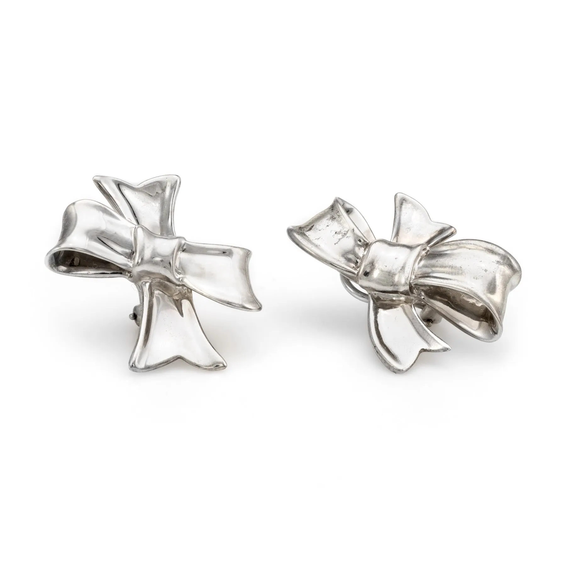 Circa 1984 Angela Cummings Bow Earrings Sterling Silver Vintage Fine Jewelry