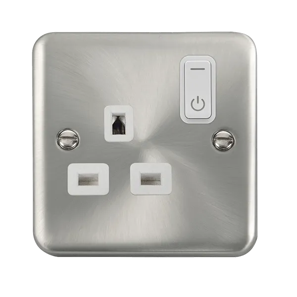 Click Deco Plus DPSC30535WH Ingot 13A 1G RF Smart Socket - Satin Chrome (White)