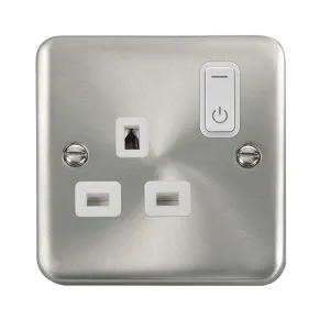 Click Deco Plus DPSC30535WH Ingot 13A 1G RF Smart Socket - Satin Chrome (White)