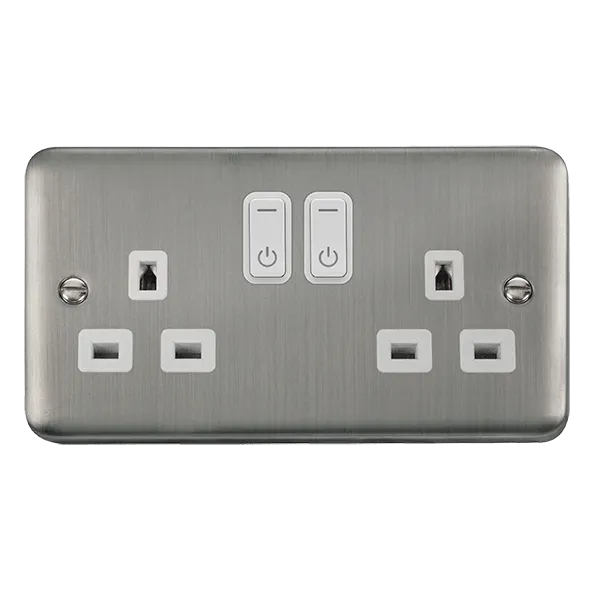 Click Deco Plus DPSS30536WH Ingot 13A 2G RF Smart Socket - Stainless Steel (White)