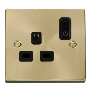 Click Deco VPSB30535BK Victorian Ingot 13A 1G RF Smart Socket - Satin Brass (Black)