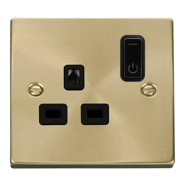Click Deco VPSB30535BK Victorian Ingot 13A 1G RF Smart Socket - Satin Brass (Black)