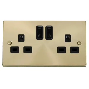 Click Deco VPSB30536BK Victorian Ingot 13A 2G RF Smart Socket - Satin Brass (Black)