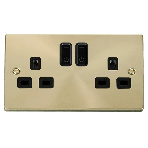 Click Deco VPSB30536BK Victorian Ingot 13A 2G RF Smart Socket - Satin Brass (Black)