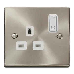 Click Deco VPSC30535WH Victorian Ingot 13A 1G RF Smart Socket - Satin Chrome (White)