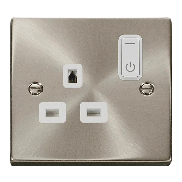 Click Deco VPSC30535WH Victorian Ingot 13A 1G RF Smart Socket - Satin Chrome (White)