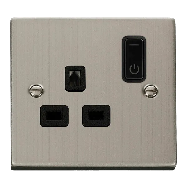 Click Deco VPSS30535BK Victorian Ingot 13A 1G RF Smart Socket - Stainless Steel (Black)